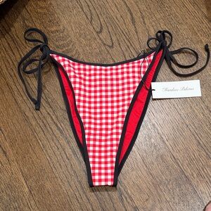 Frankie's Bikinis Red Plaid Bikini Bottom